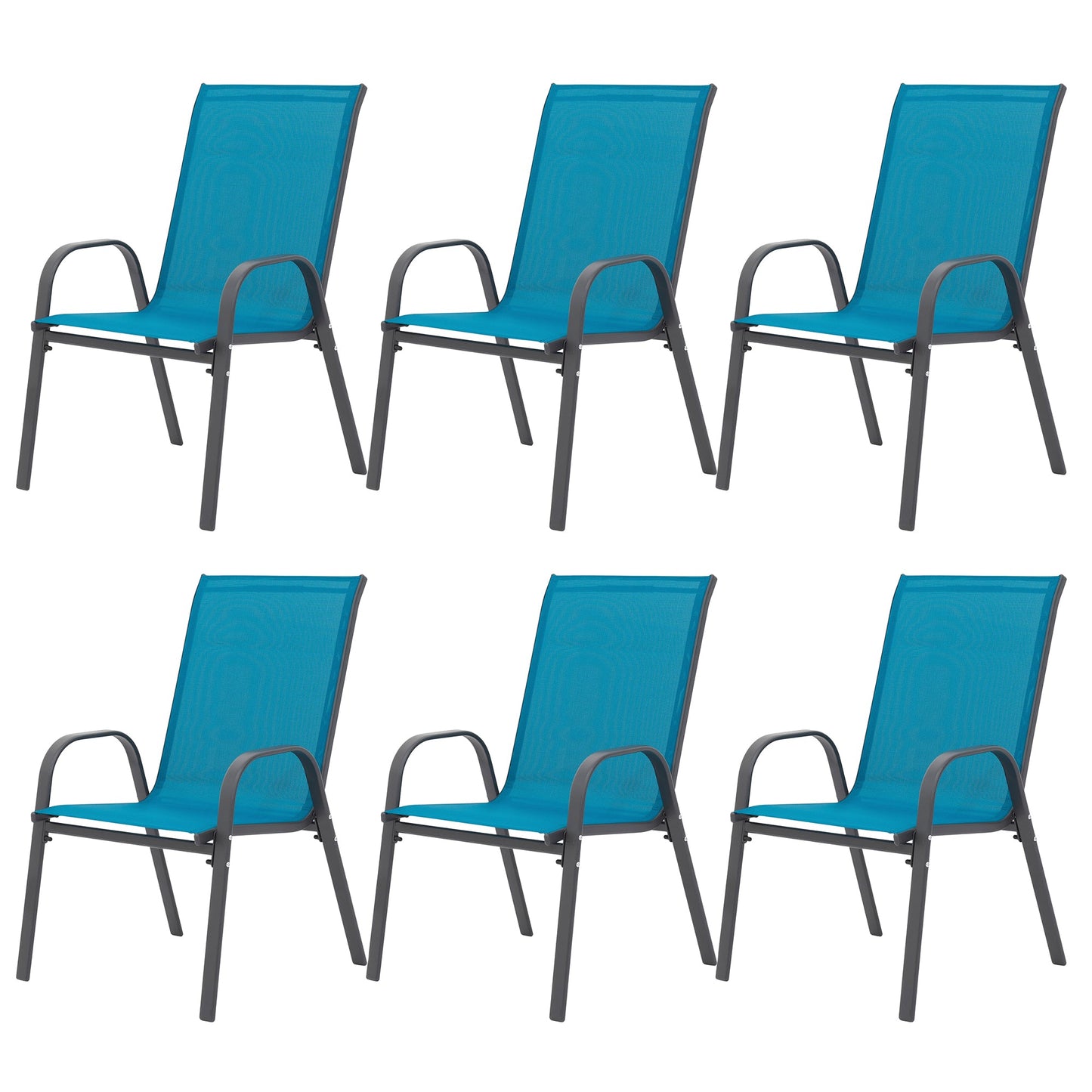 6-Piece Patio Chairs Set with High Backrest and Armrests