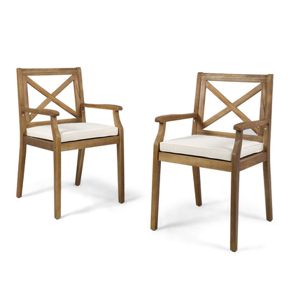 Perla Dining Chair 2-Piece Set with Cream Cushions