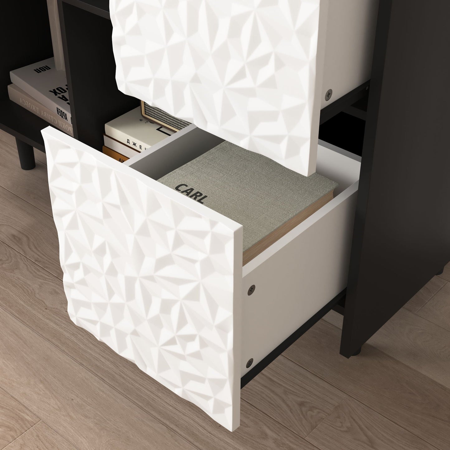 Modern Sideboard Buffet Cabinet With Doors And Unique Panel Styling