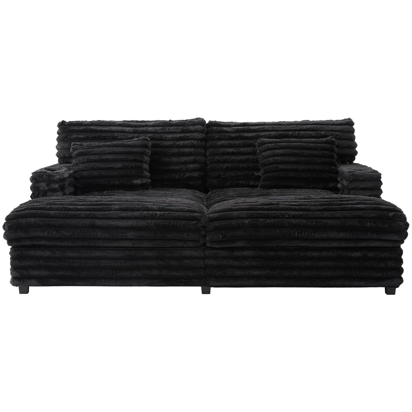 Oversized Double Chaise Lounge Sofa Bed With USB Ports And Cup Holders