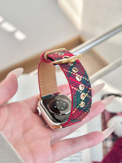 Christmas-themed Wool And Leather Watch Strap Suitable For