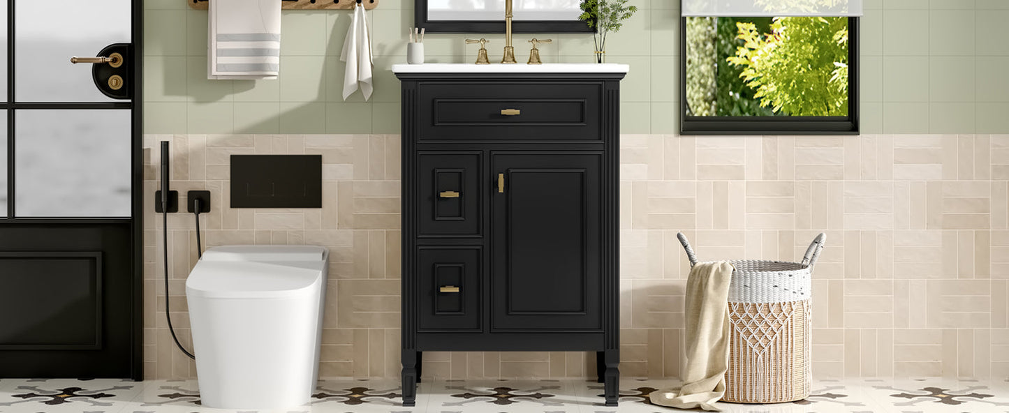24-Inch Bathroom Vanity with Sink and Solid Wood Cabinet