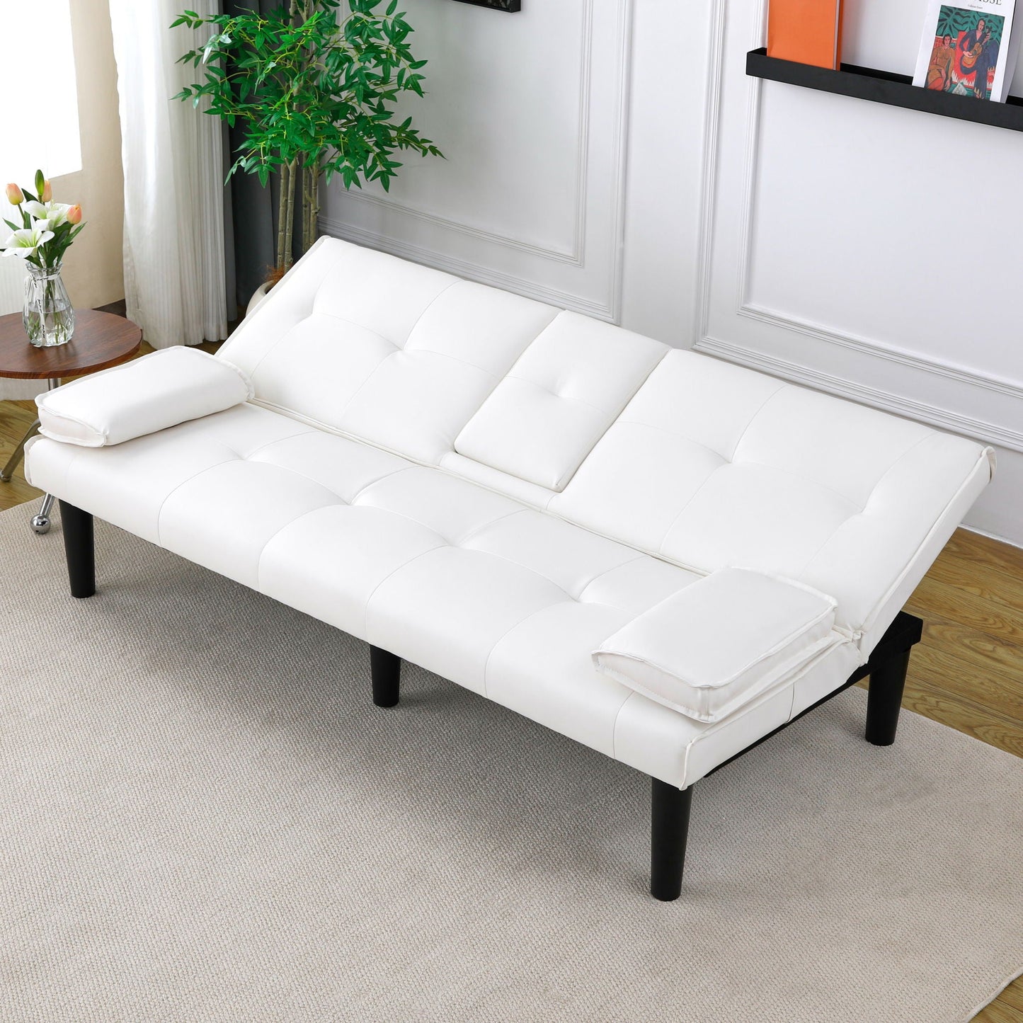 Sofa Bed With Foldable Design And Cup Holder