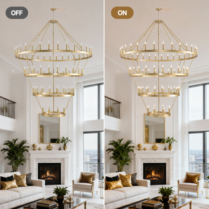 70.87 Inch 3-Tier Wagon Wheel Chandelier
