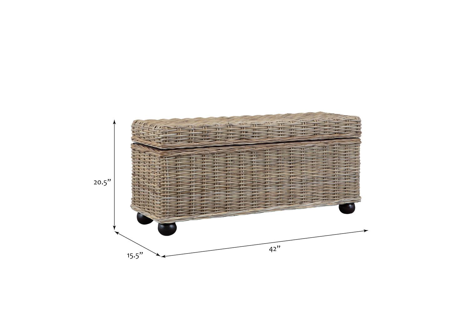 42" Kubu Rattan & Mahogany Lift-Top Storage Trunk