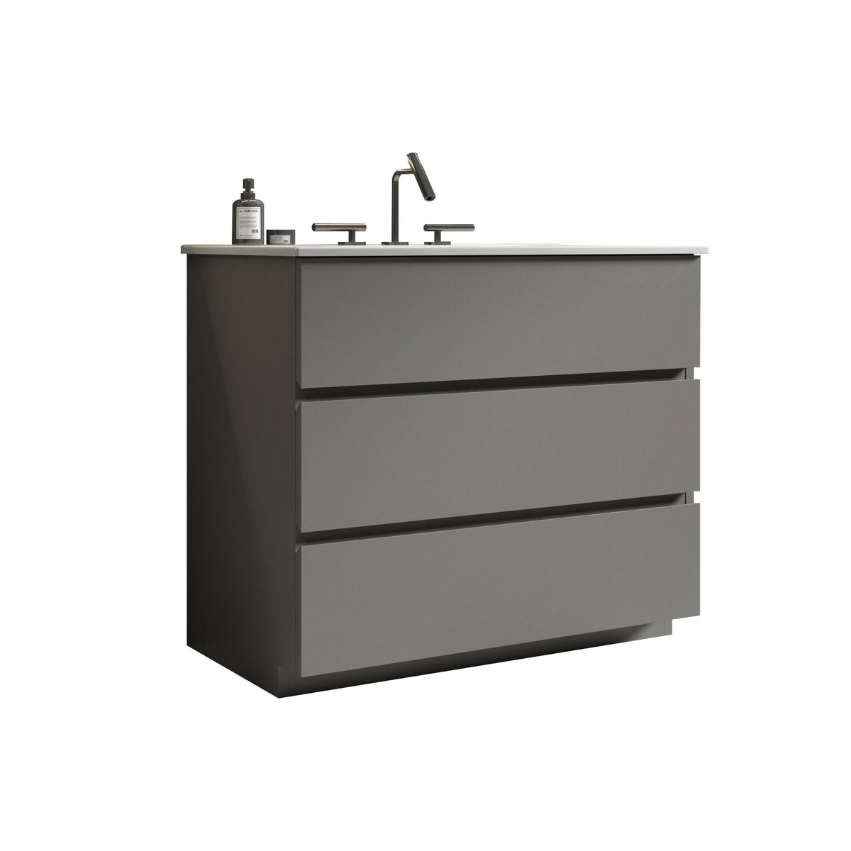 Gray Tia 36" Bathroom Vanity with Engineered Stone Basin