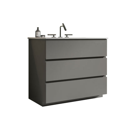 Gray Tia 36" Bathroom Vanity with Engineered Stone Basin