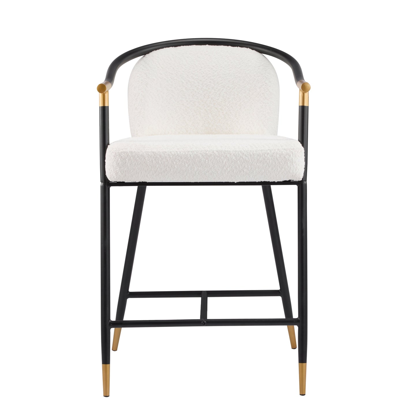 26" H Upholstered Counter Stool with Metal Frame (Set of 2) - Beige
