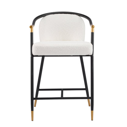 26" H Upholstered Counter Stool with Metal Frame (Set of 2) - Beige
