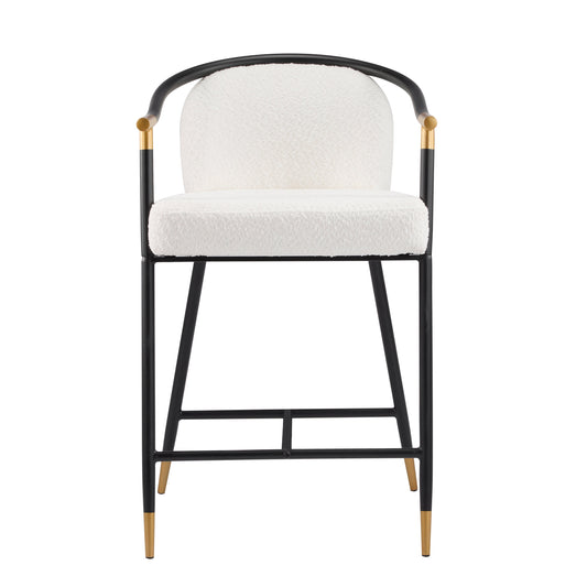 26" H Upholstered Counter Stool with Metal Frame (Set of 2) - Beige