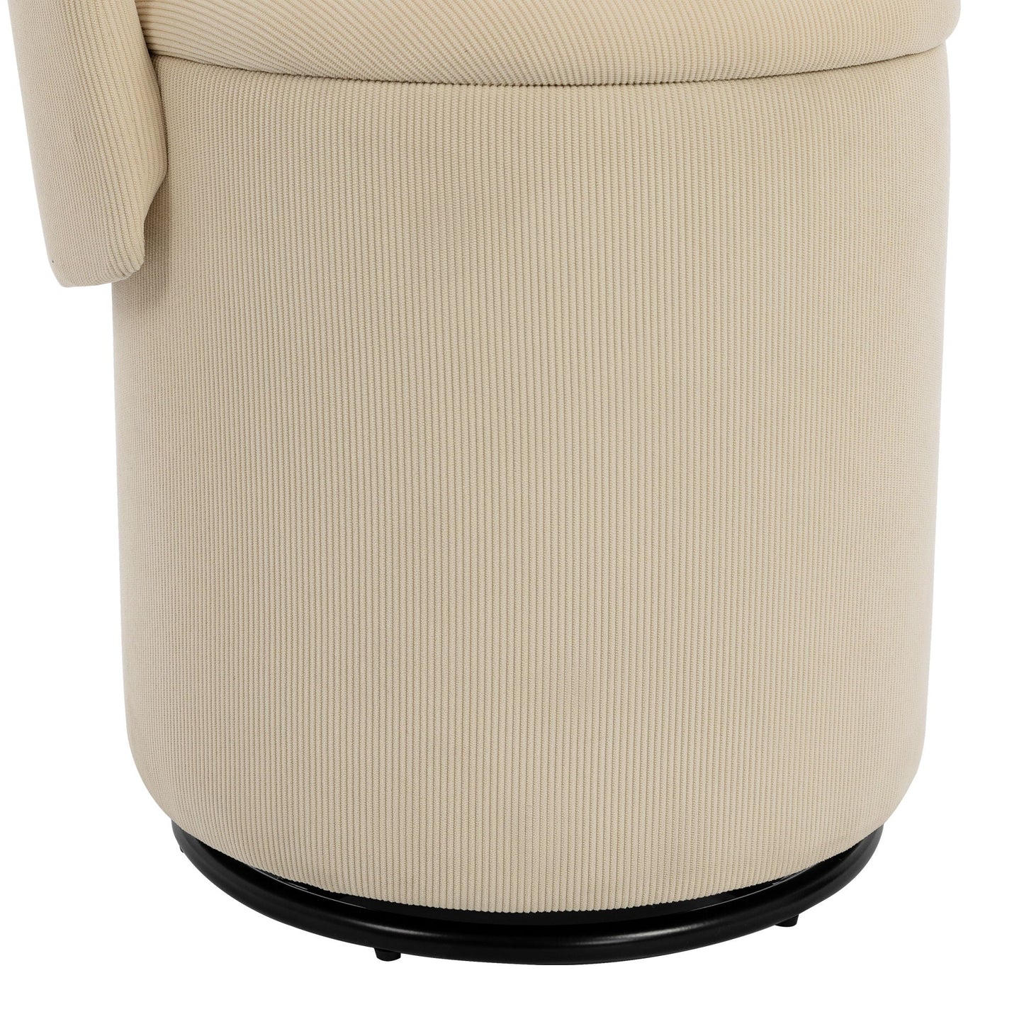 Barrel Chair, Built In Storage, 360° Swivel - Beige
