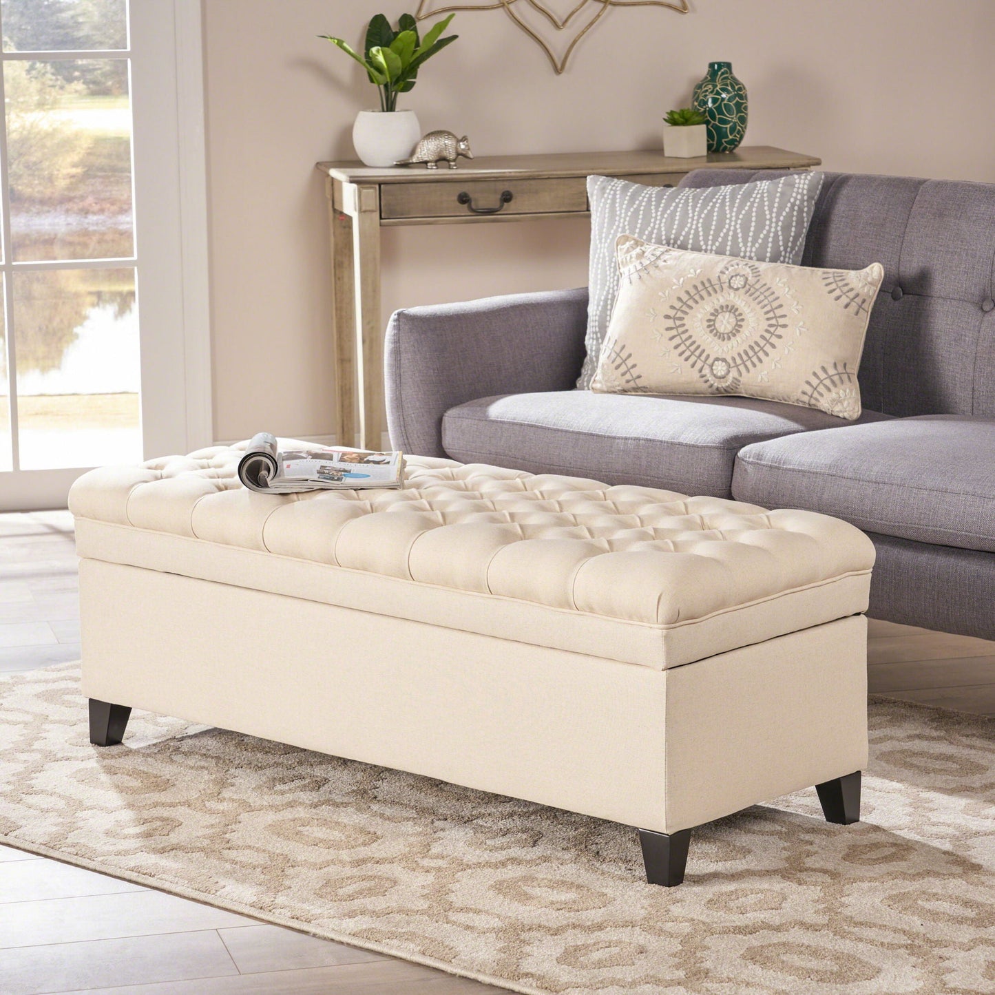 Juliana Storage Ottoman With Birch Legs