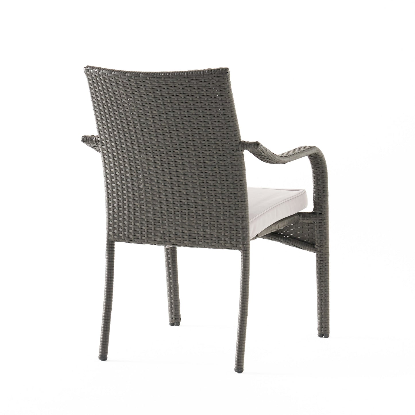 6 Pcs Outdoor Acacia Wood Dining Set with PE Rattan Stacking Chair