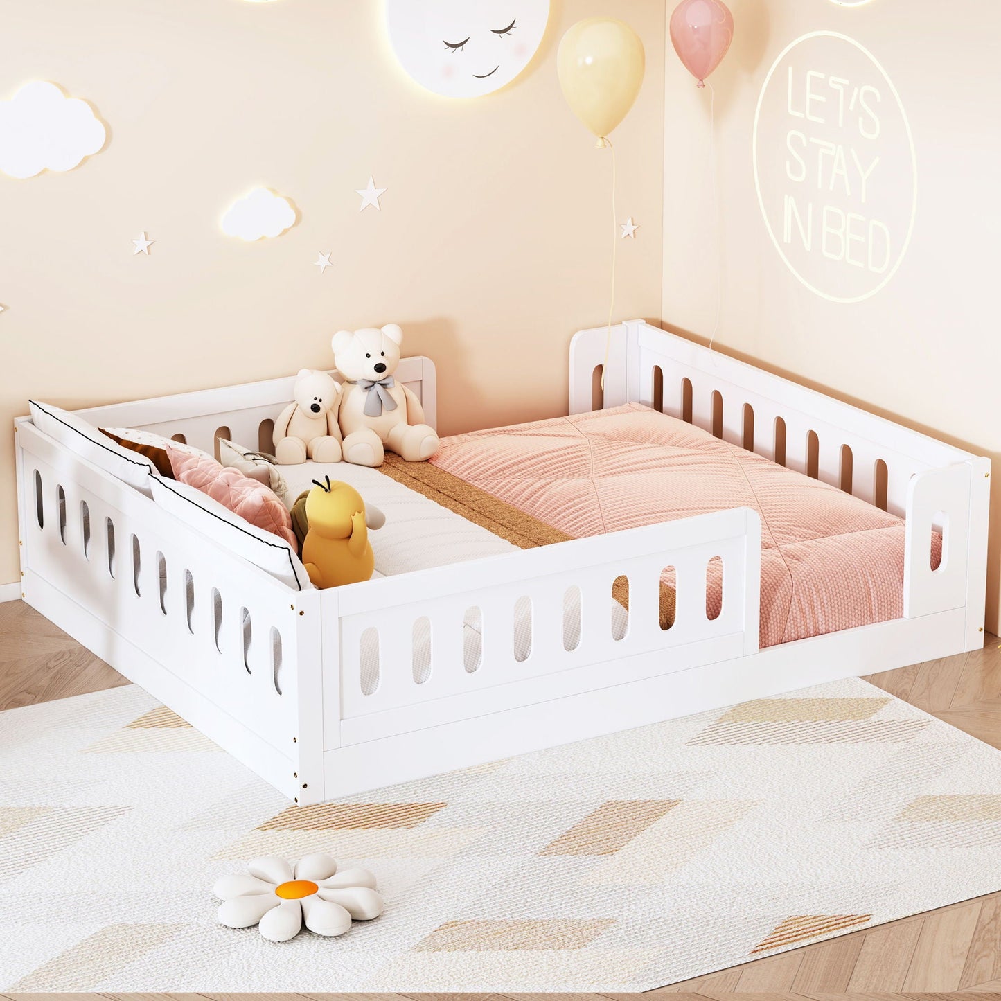 Platform Bed With Guardrail