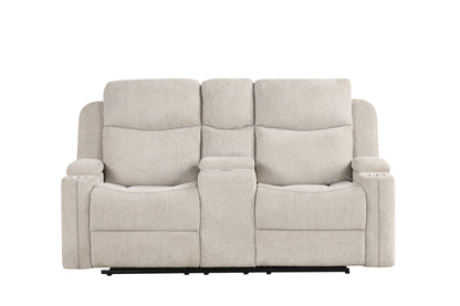Galya - Motion Loveseat With Console - Light Gray