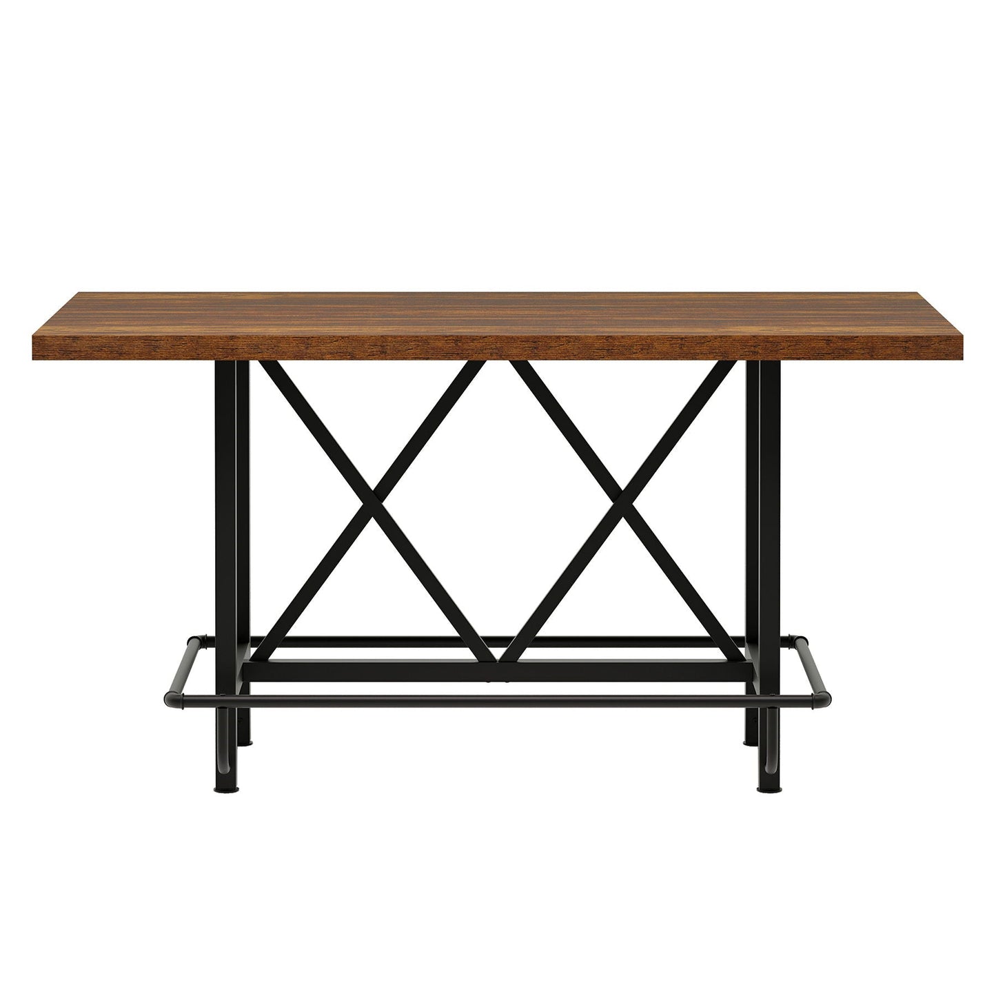 Counter Height Dining Rectangular Kitchen Table For 6 - Brown / Black