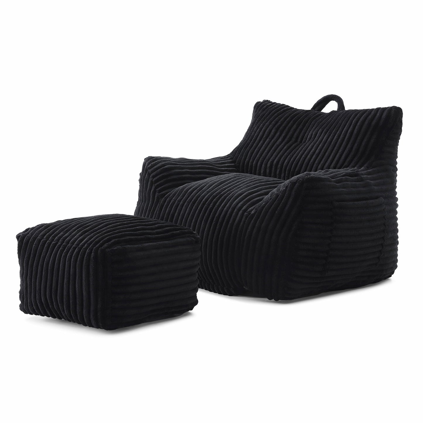 Giant Bean Bag Chair With Armrests And Footstool
