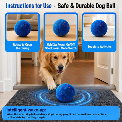 Interactive Dog Toy Ball,Automatic Interactive Dog Ball- Self Moving Toy For Small Medium  Motion Activated, Durable ChewProof ETPU Material, USB Rechargeable, Relieves Boredom