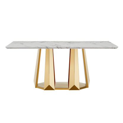 70'' Faux Marble Dining Table for 6 People