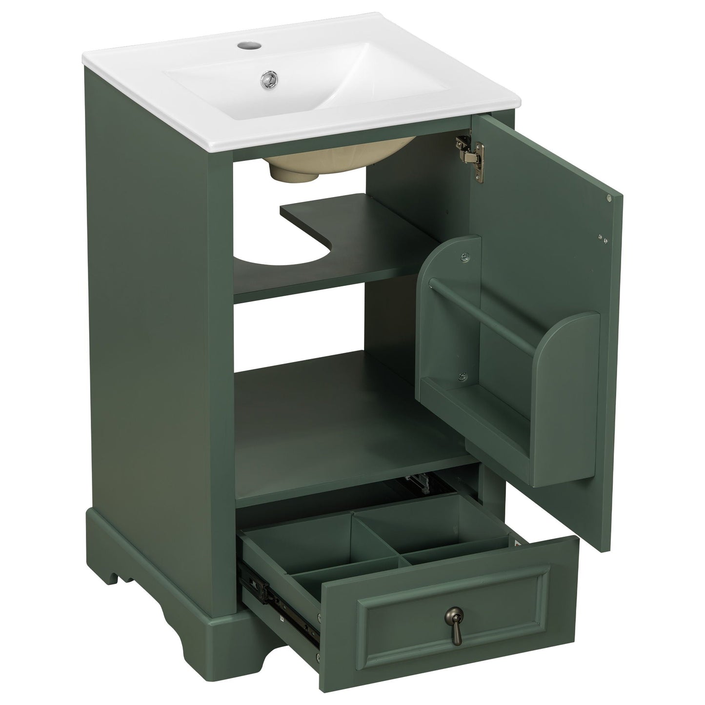 Bathroom Vanity With Sink, Soft Close Door, Adjustable U-Shaped Shelf