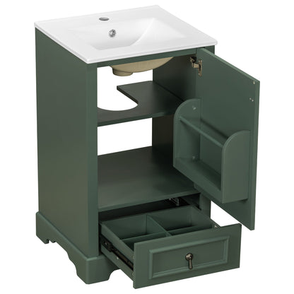 Bathroom Vanity With Sink, Soft Close Door, Adjustable U-Shaped Shelf