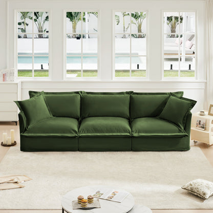 Modern Slipcovered 3-Seater Sofa with Chenille Fabric