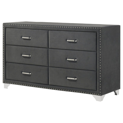 Melody 6-drawer Upholstered Dresser Grey