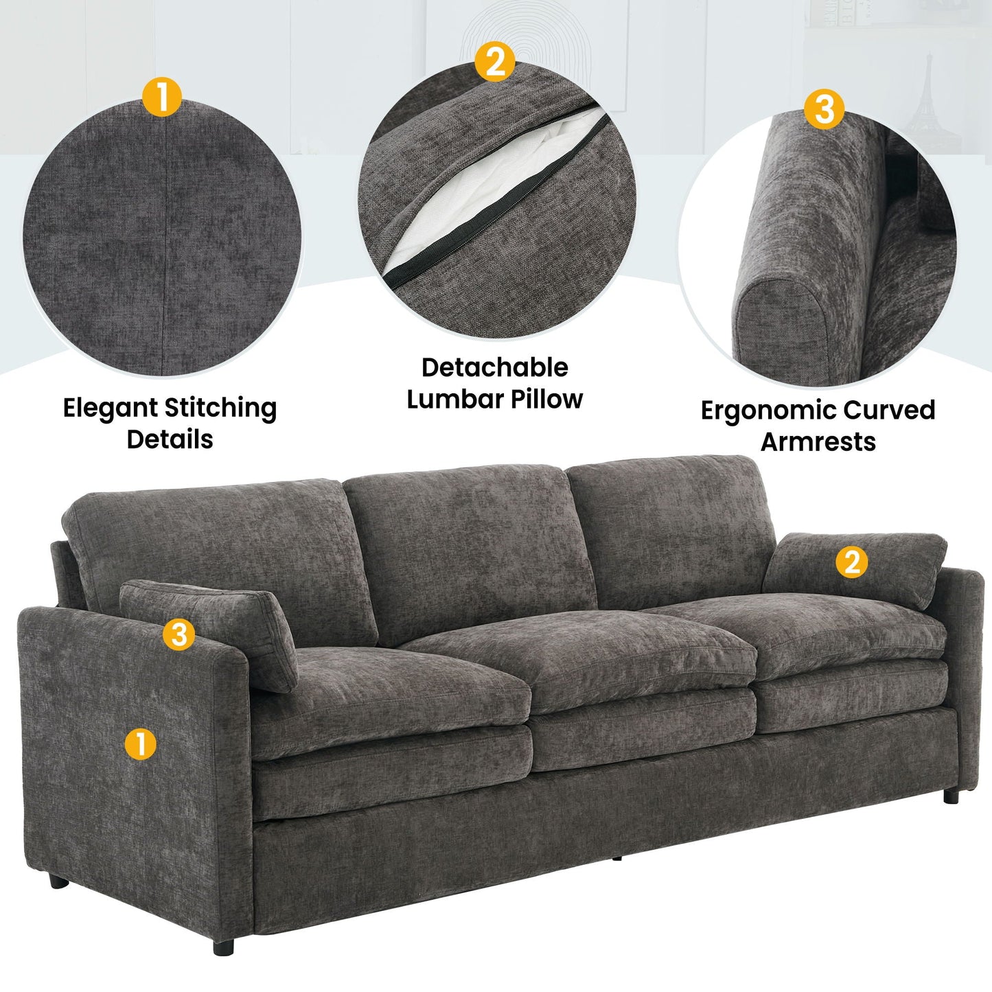 Cozy Upholstered 3 Seater Sofa Cushion For Living Room