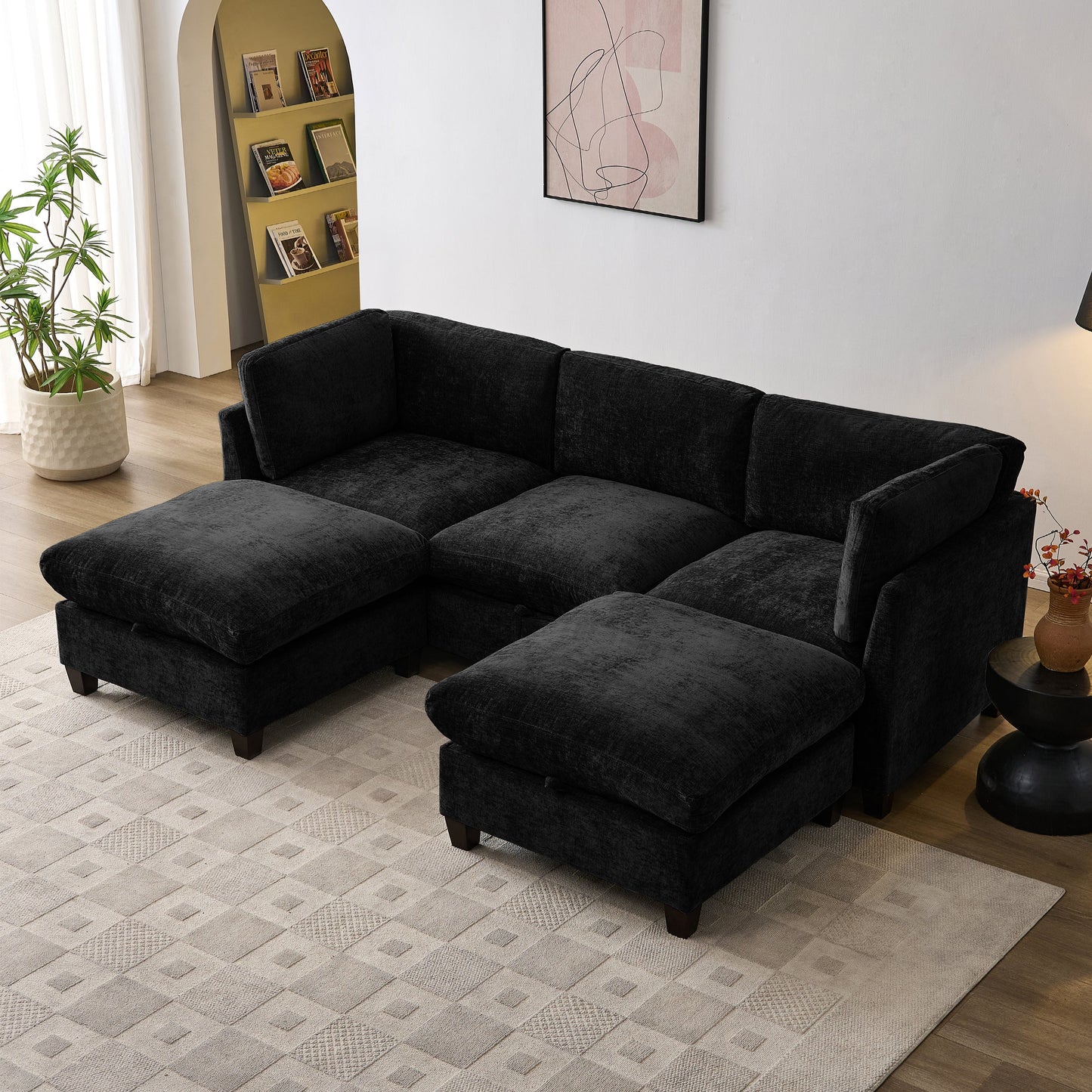 96.5" Sectional Couch for Living Room, Upholstered with Storage