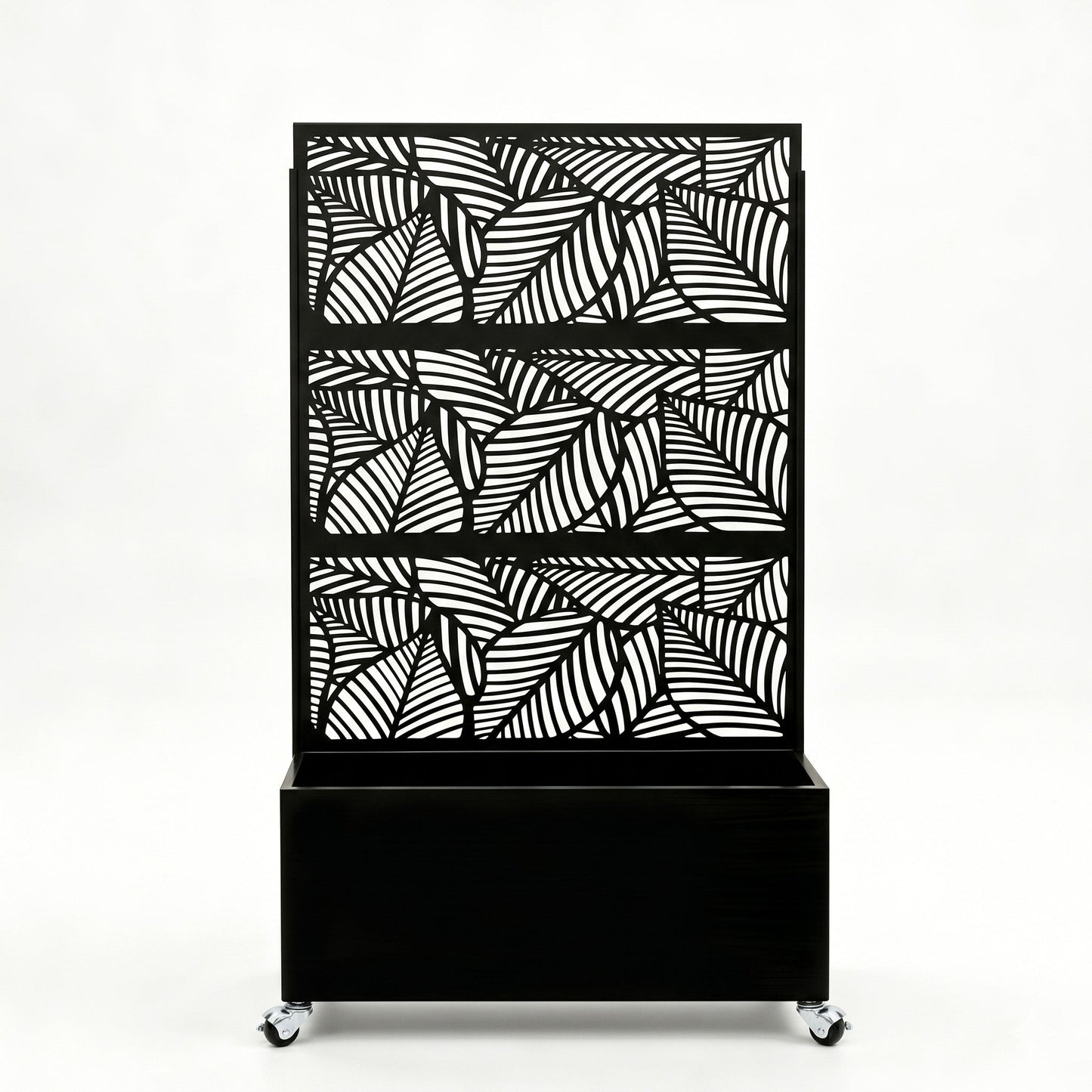 Leaf Pattern Privacy Screen with Planter Box