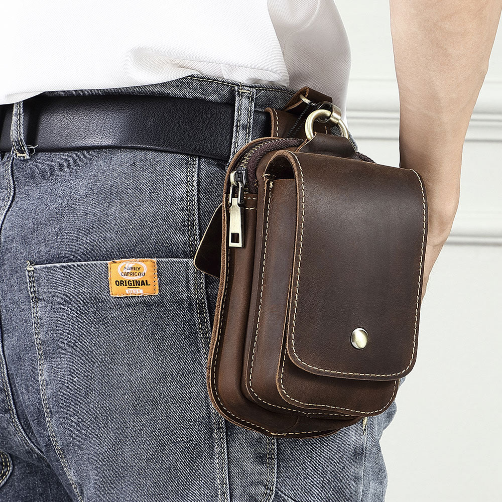 Genuine Leather Mens Cowhide Durable Work Belt-Powered Bag