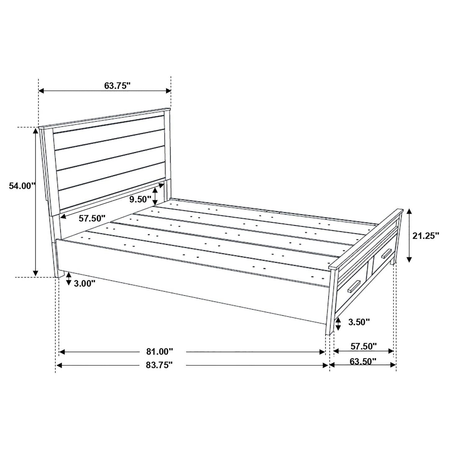 Queen Storage Bed With Platform Design And Drawer Storage - Brown