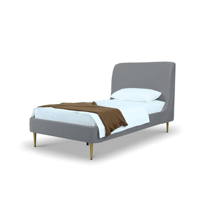 Mid-Century Modern Upholstered Bed With Curved Headboard