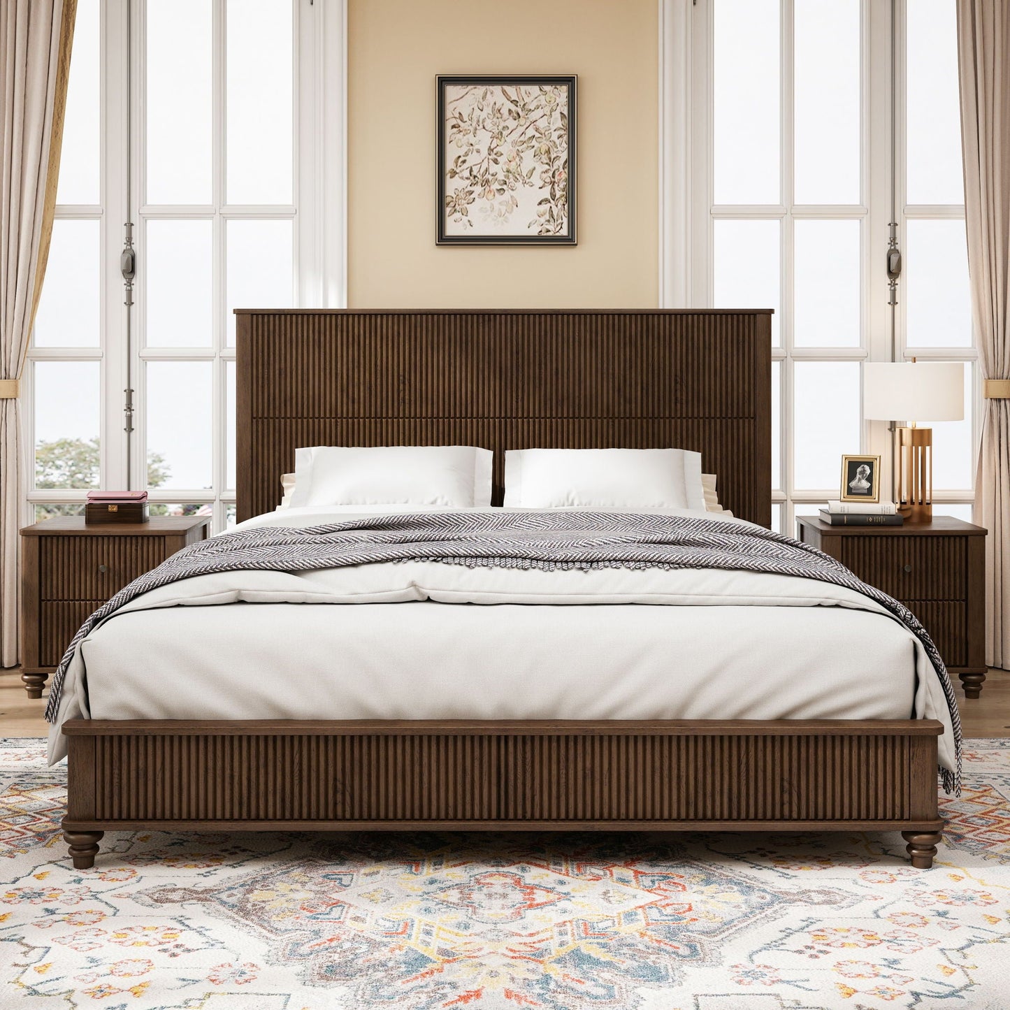 Platform Bed Frame & Tall Headboard