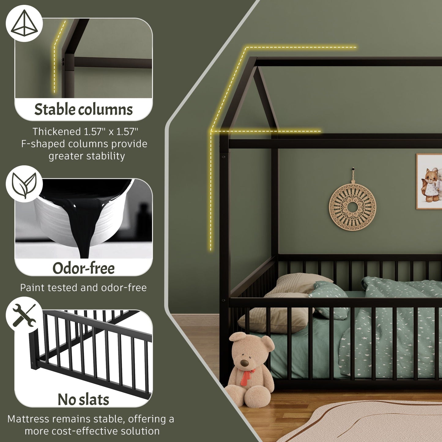Montessori Floor Bed Frame With House Shape
