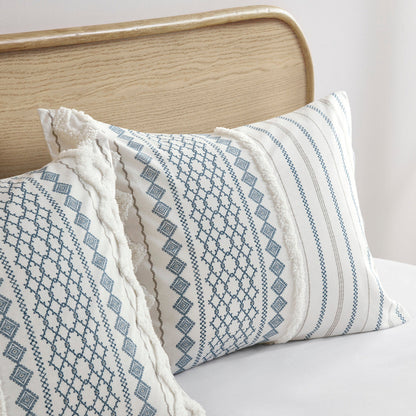 Full/Queen Cotton Printed Duvet Cover Set with Chenille