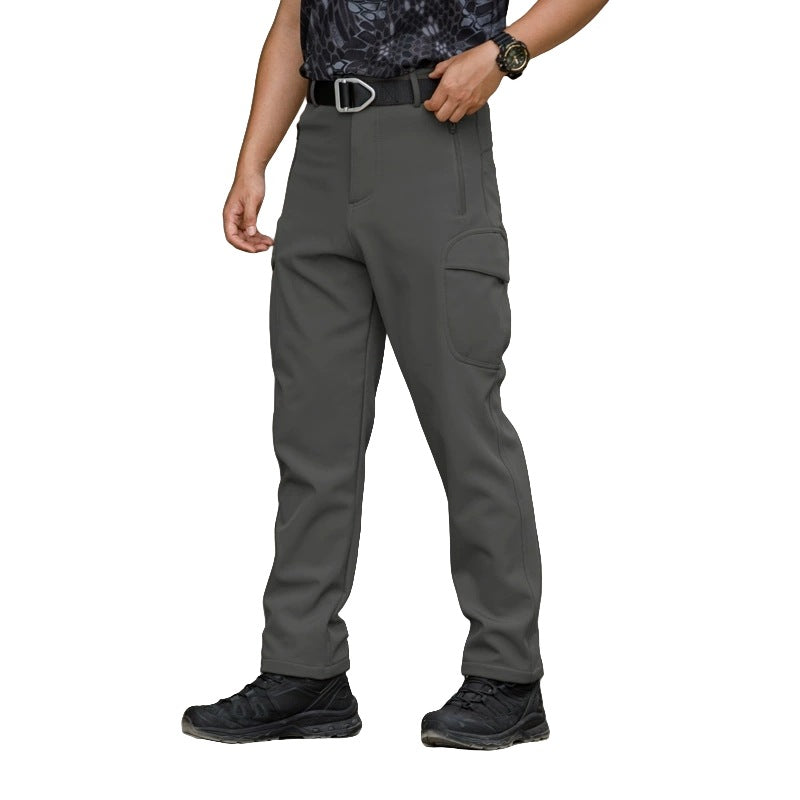 Outdoor Hiking Fleece-Lined Warm Casual Multi-Functional Waterproof And Wear-Resistant Workwear Tactical Pants