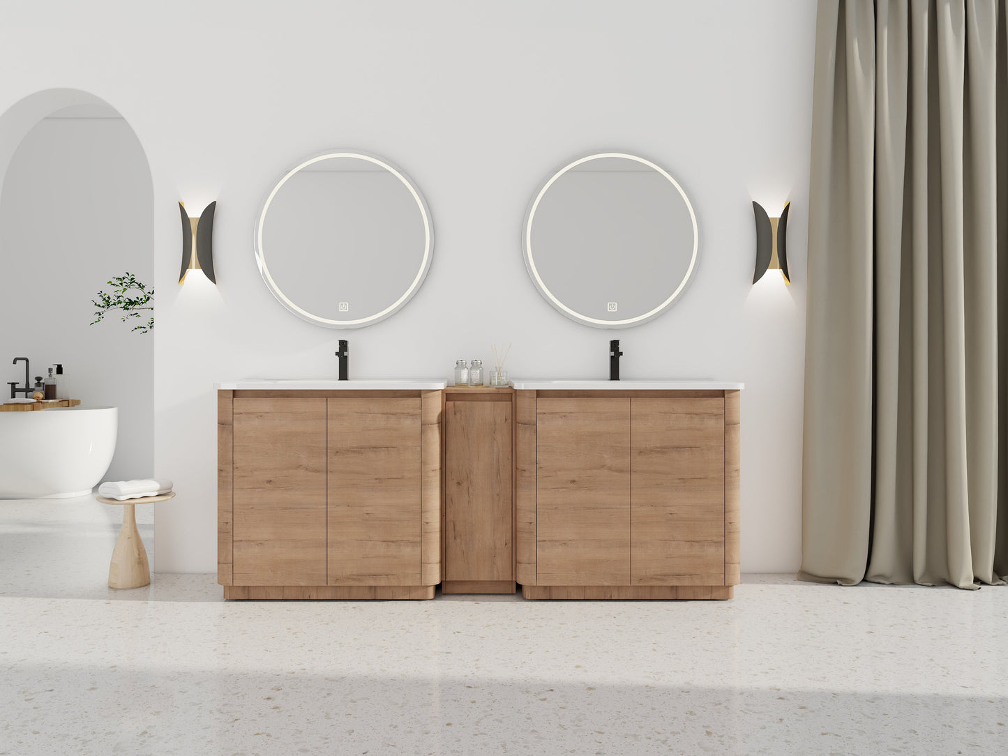 84'' Freestanding Bathroom Vanity with Ceramic Sink