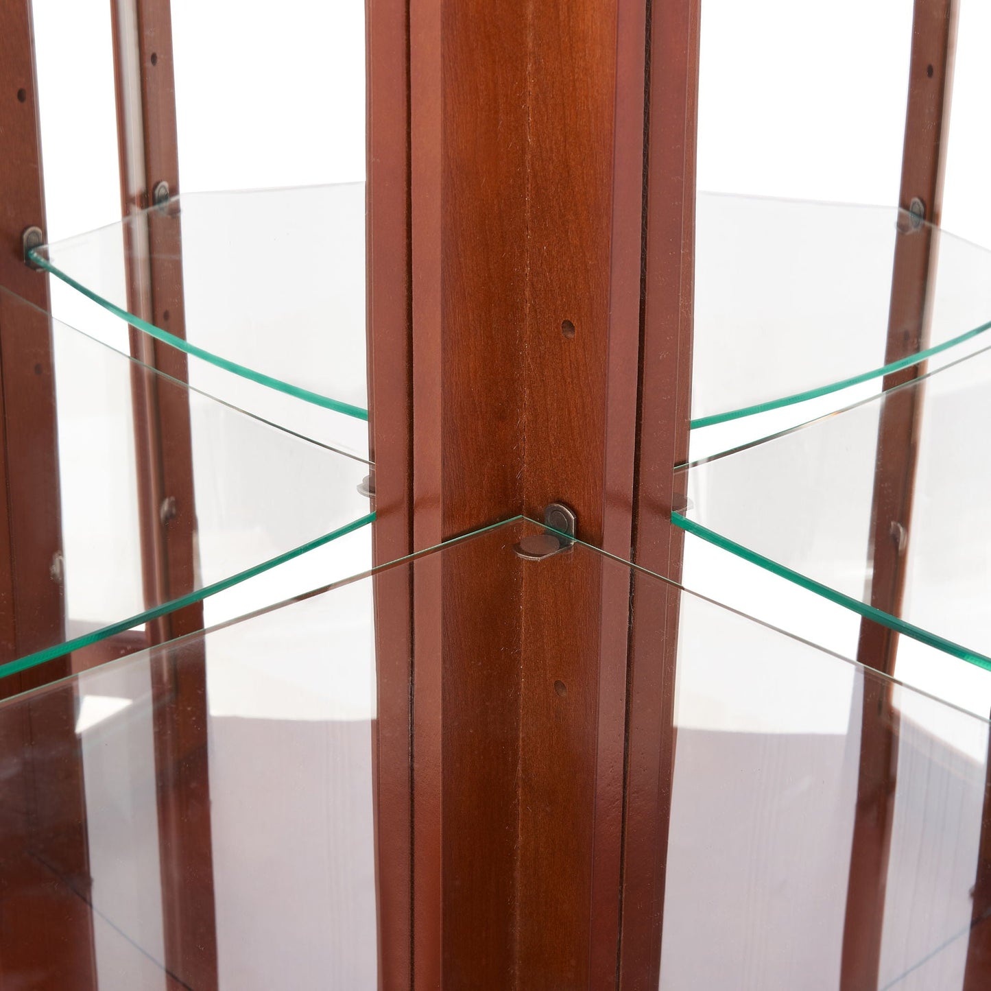 Corner Curio Cabinet With Lights, Adjustable Shelves, Mirrored Back - Walnut