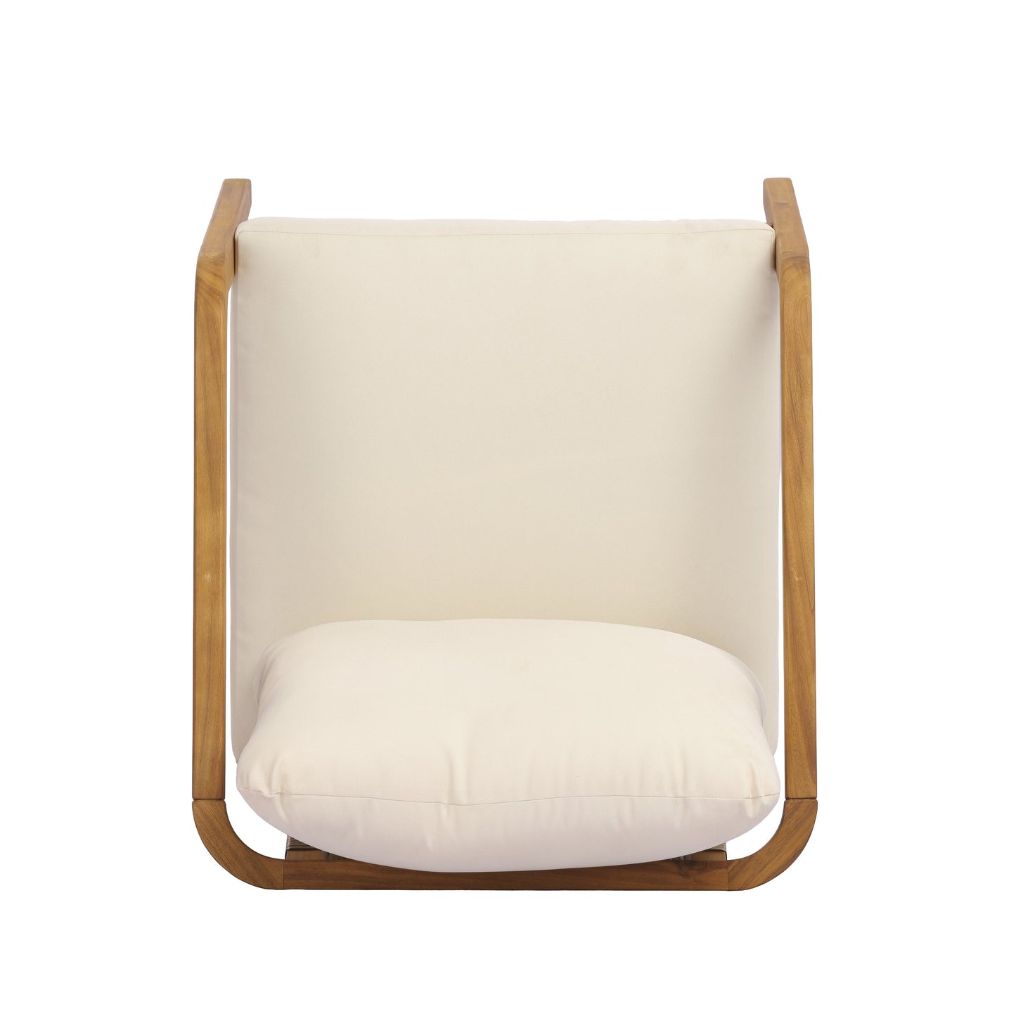 Acacia Wood Outdoor Patio Club Chair with PE Wicker Backrest & Cushions (Set of 2)