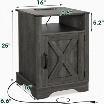 Farmhouse Nightstand, Charging Station & Storage