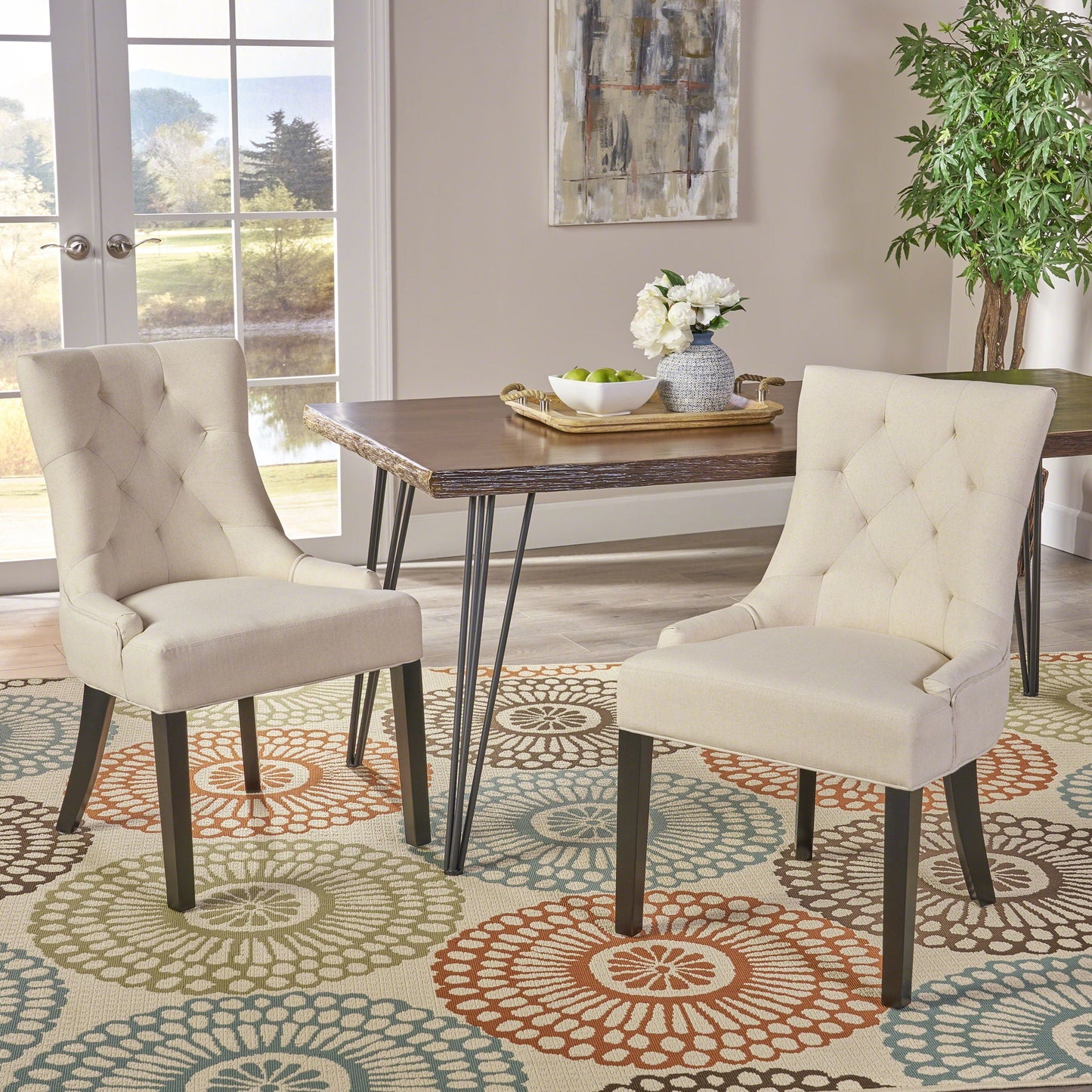 Cheney Contemporary Dining Chair Tufted Upholstery (Set of 2)