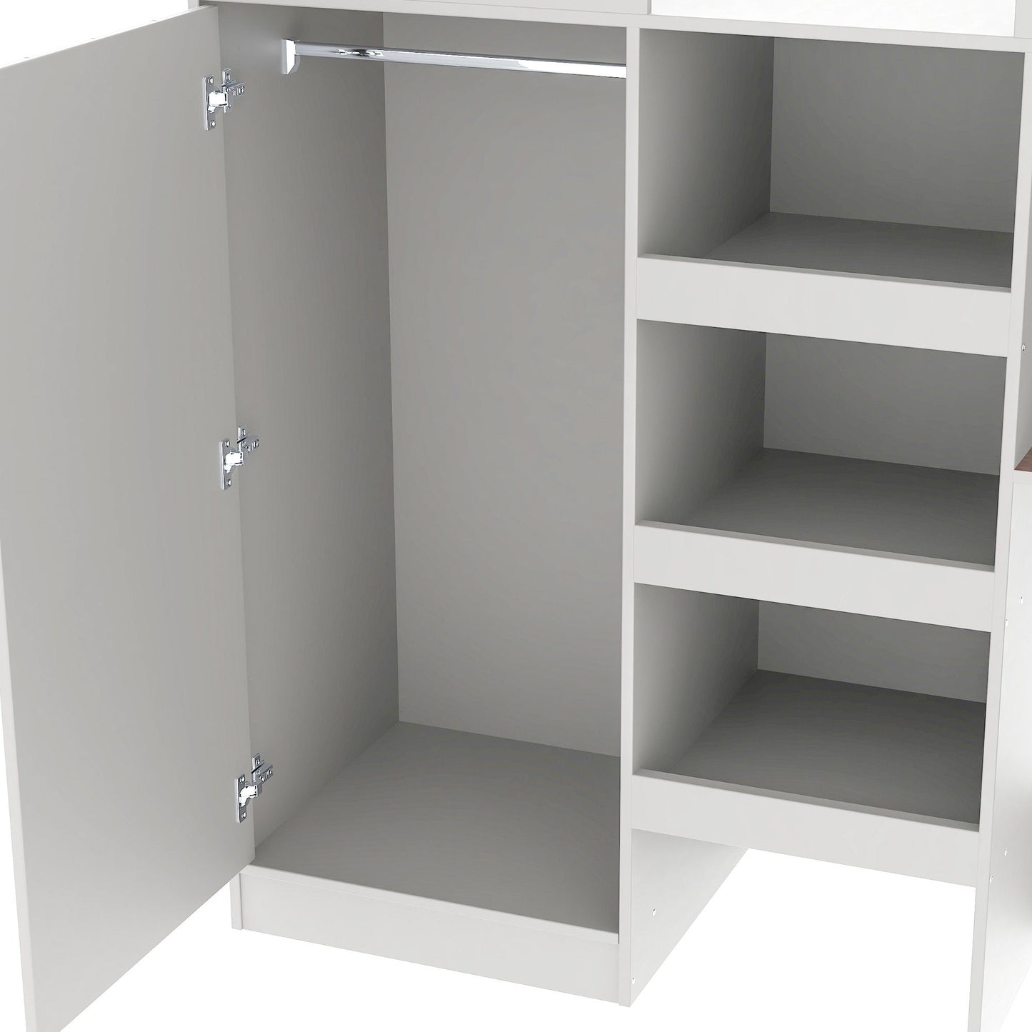 Loft Bed With Built In Wardrobe, Desk, Shelves, And Drawers