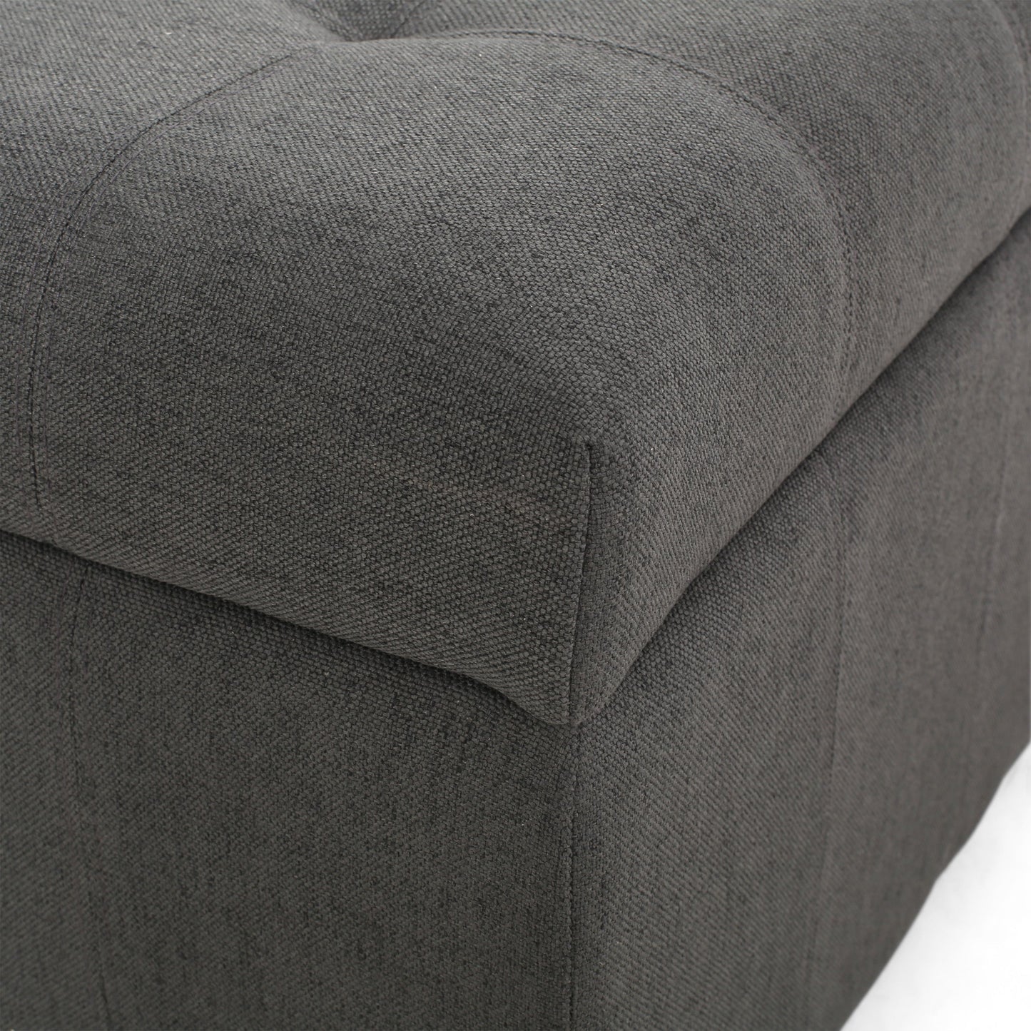 Upholstered Tufted Fabric Storage Ottoman