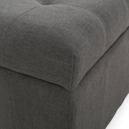 Upholstered Tufted Fabric Storage Ottoman