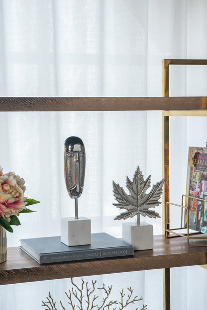 Aluminum Leaf Sculpture with Marble Base