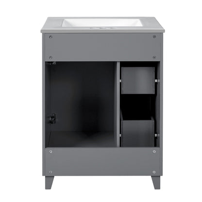 Transitional Style Bathroom Vanity Cabinet With Ceramic Sink
