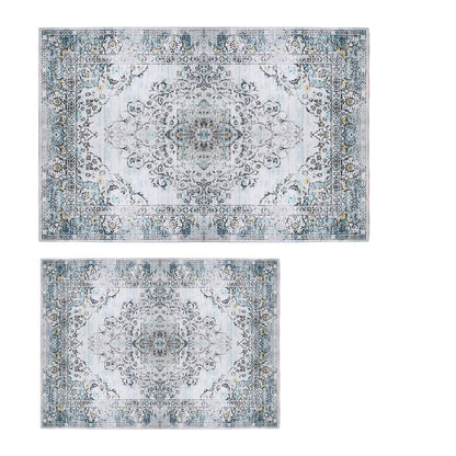 8x10FT VintageÊArea Rug Modern Non Slip Carpet Boho Low Pile Soft Rug Waterproof Machine Washable Rug for Living Room BedroomÊKitchen Dining Room Unde