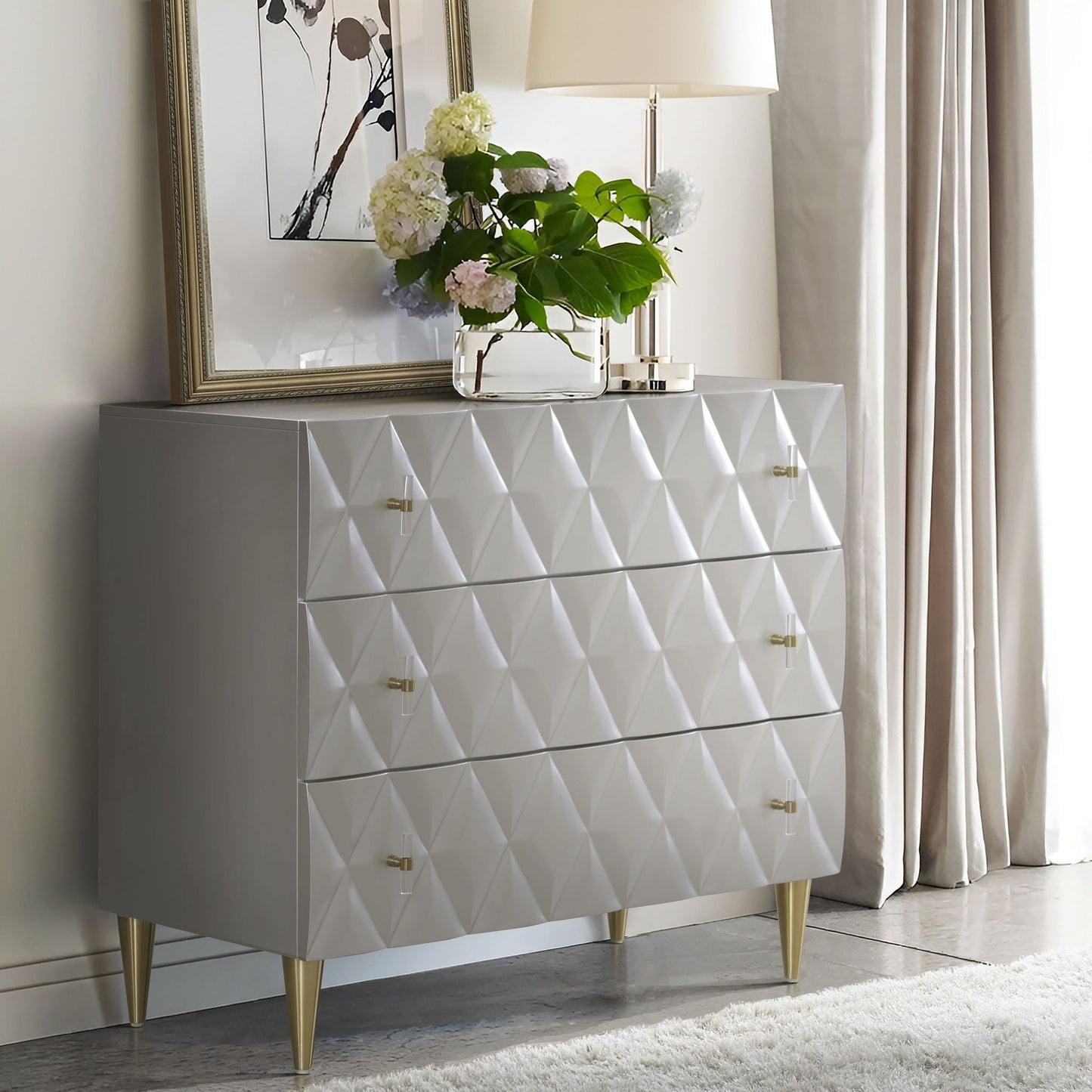 Anson Console Cabinet - Silver / Champagne
