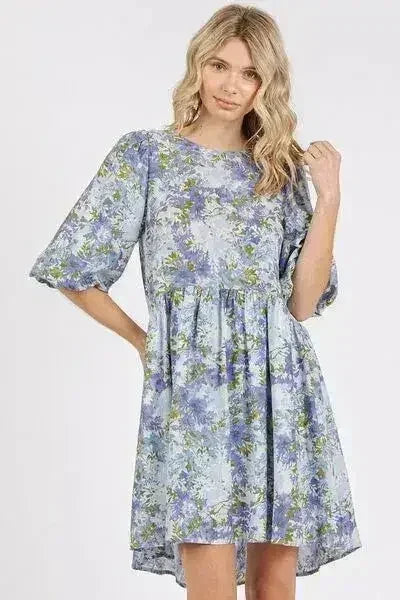 Floral Linen Babydoll Mini Dress - Breathable & Romantic | Femstylo